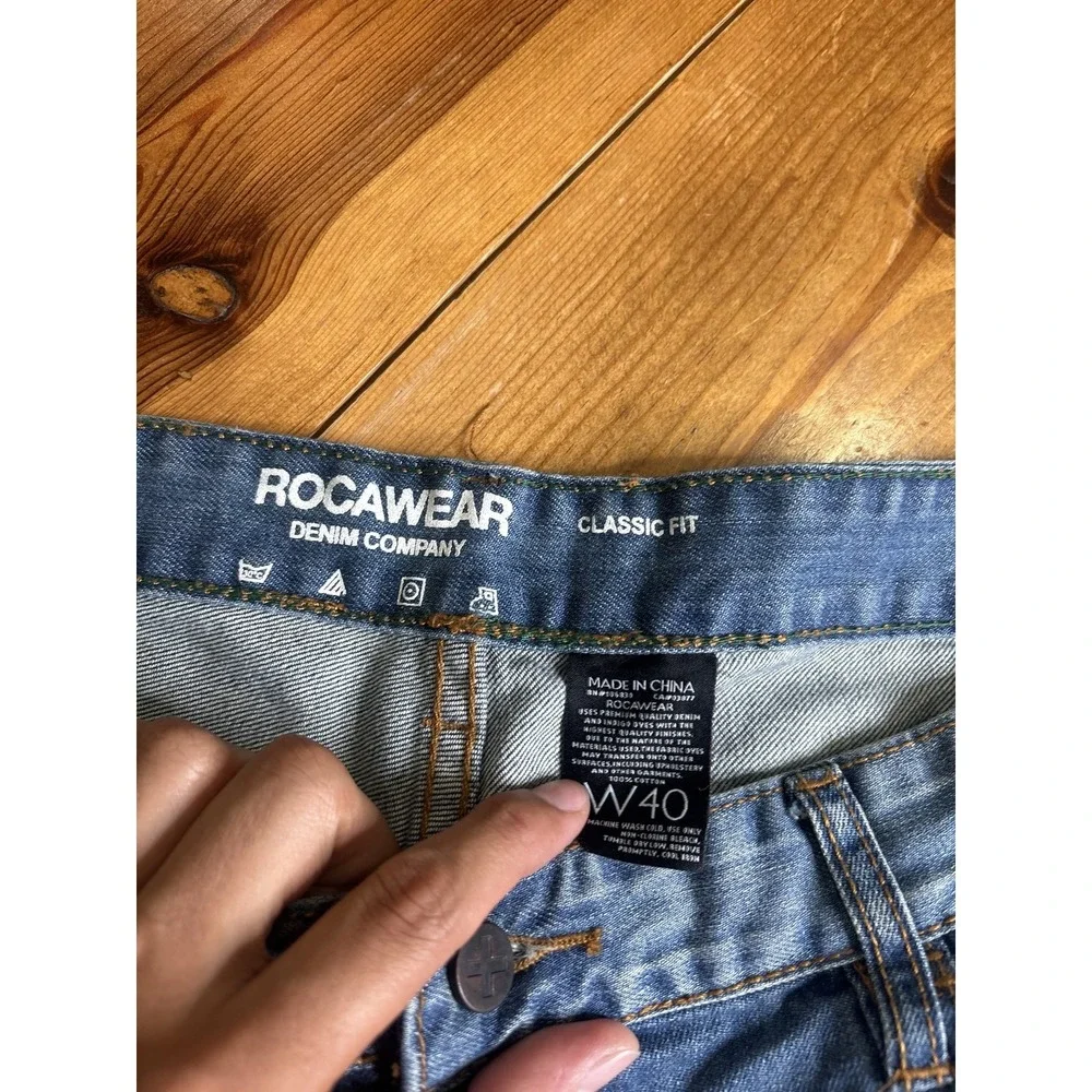Rocawear Men's Classic Fit Jeans W40 Light Wash Blue Denim 100% Cotton